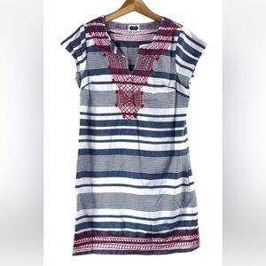 Mud Pie caftan dress cotton patriotic embroidery large